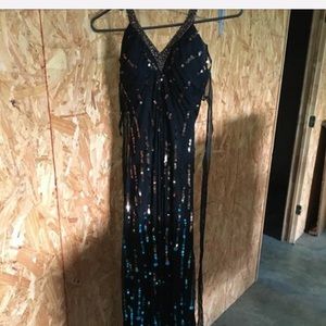 Formal dress bronze and turquoise sequins